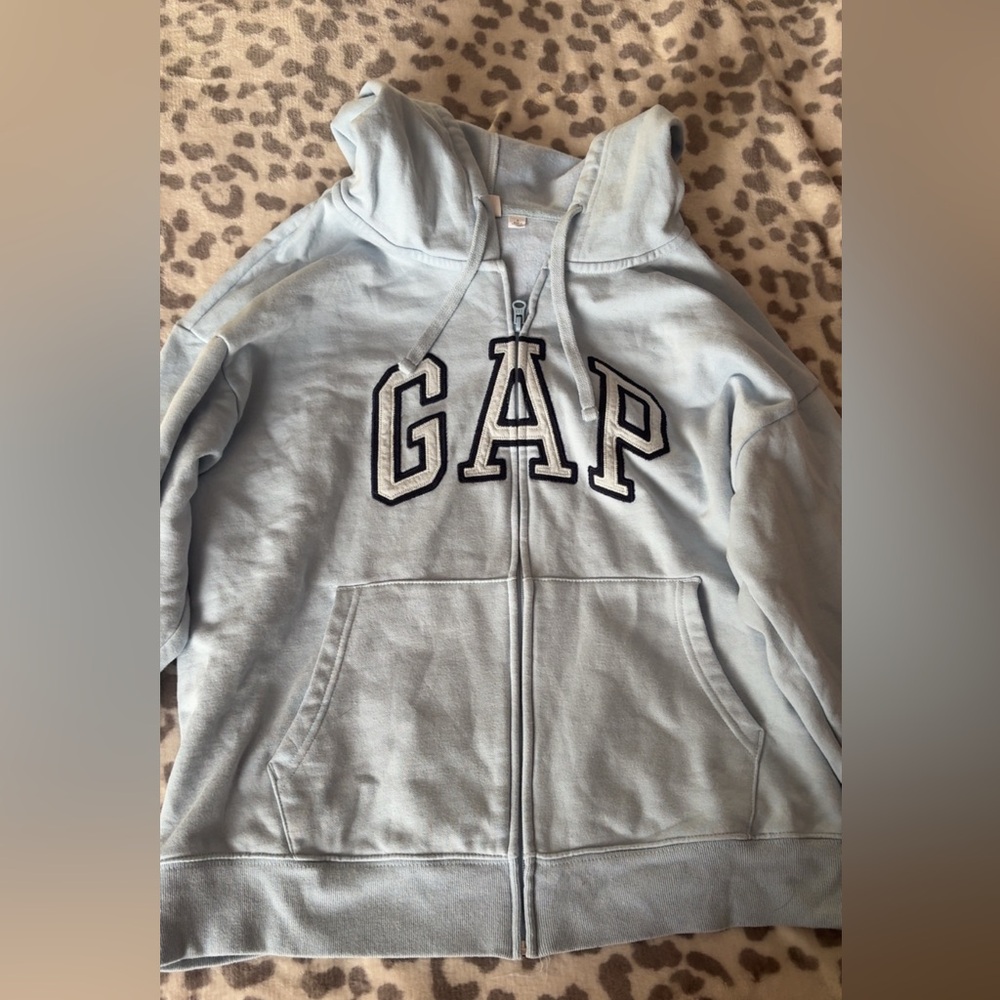 GAP Women’s Sky Blue Zip-Up Hoodie ~ Size Large, Fits More Like a Medium